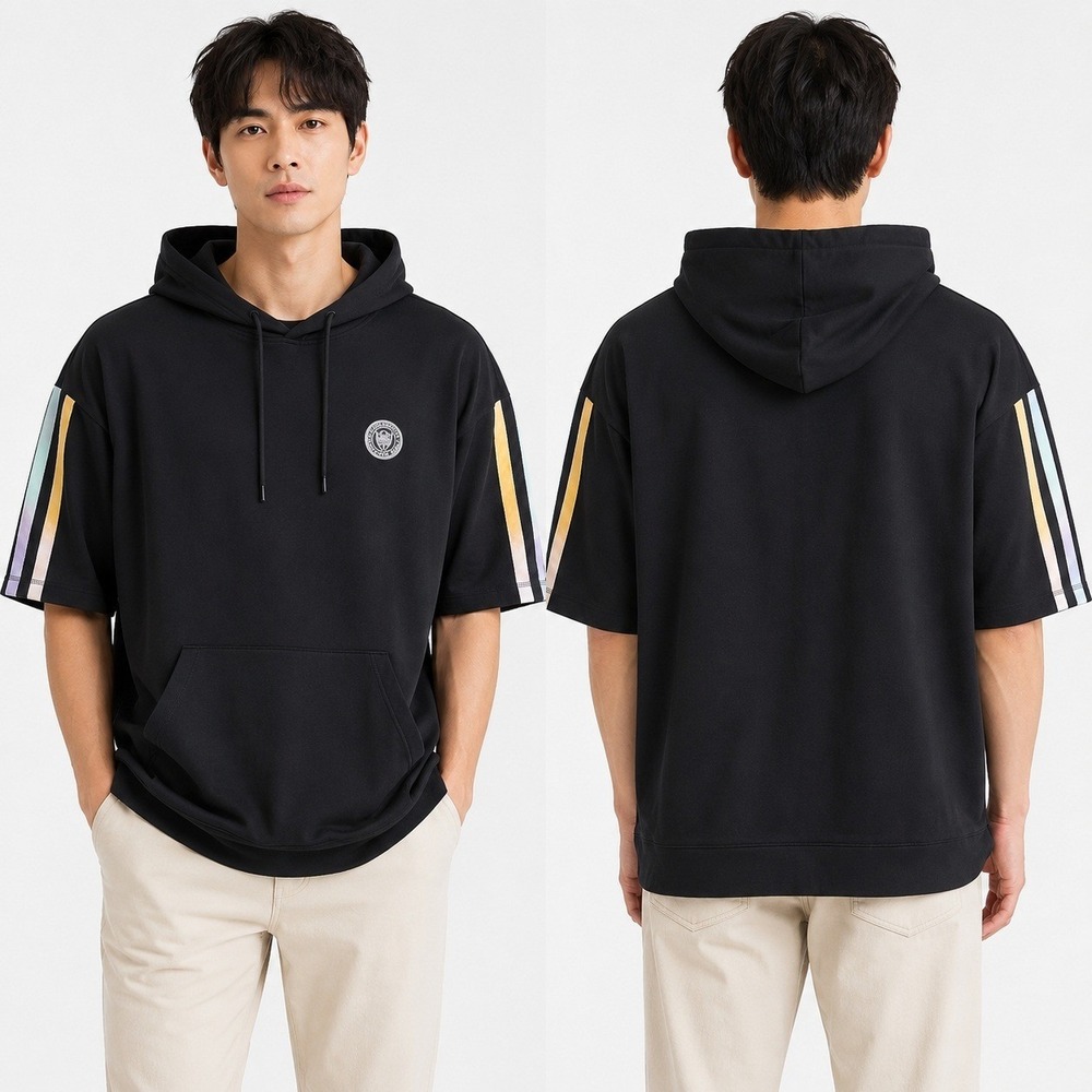 Adidas Mens Donovan Mitchell D.O.N. Short Sleeve Hoodie Black Pastel Large